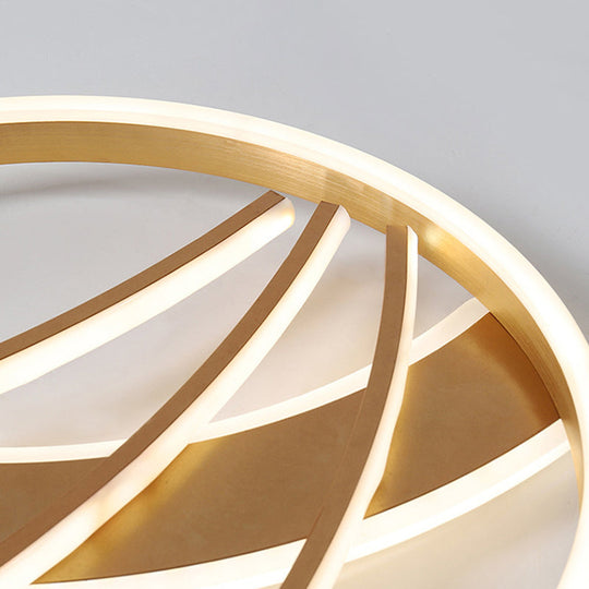 Gold Acrylic Led Ring Ceiling Light Fixture - Postmodern Bedroom Flush Mount With Stepless Dimming