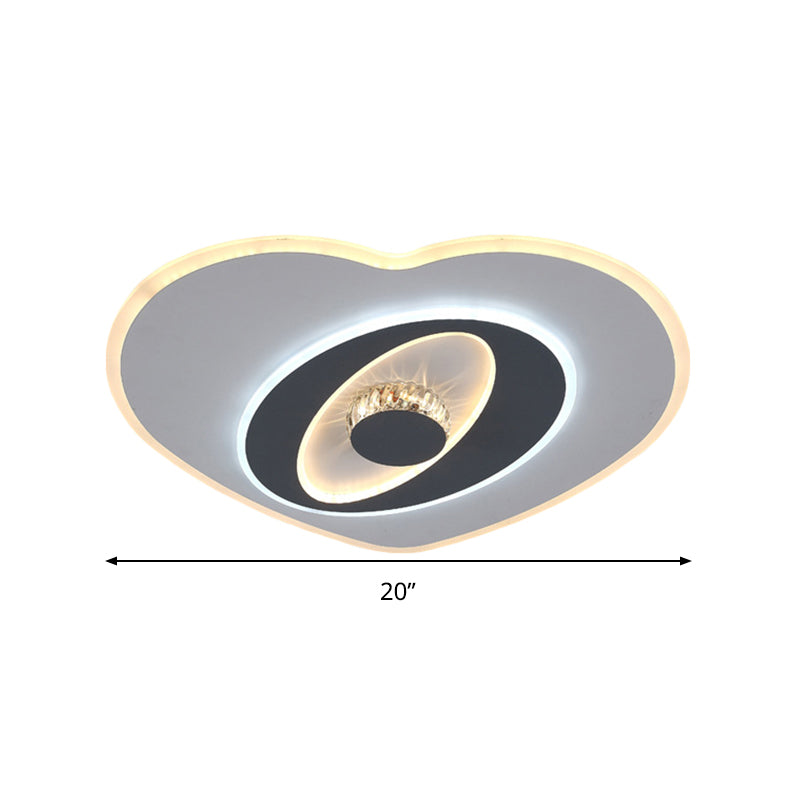 Modern Led Flush Ceiling Lamp - Acrylic Heart Shape Grey And White Adjustable Brightness