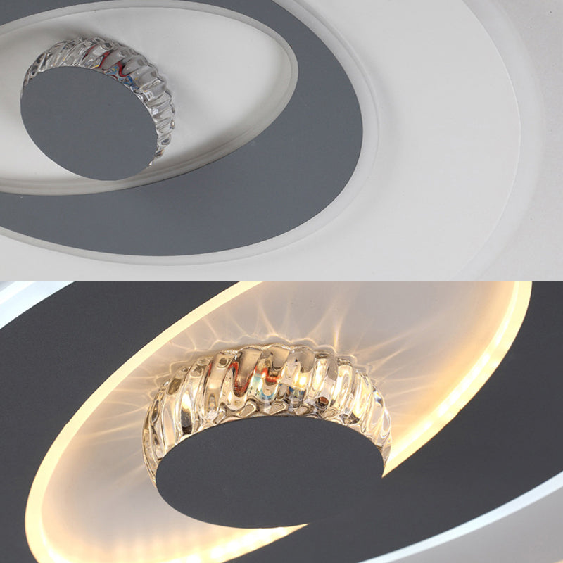 Modern Led Flush Ceiling Lamp - Acrylic Heart Shape Grey And White Adjustable Brightness