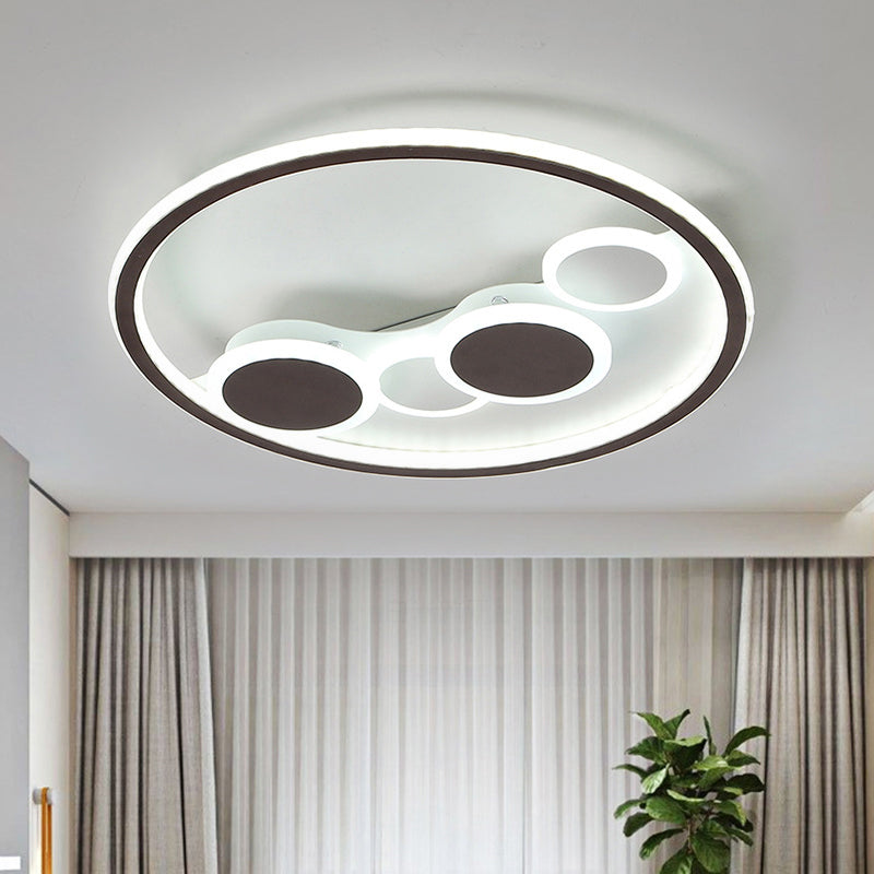 Circle Acrylic Led Flush Mount Ceiling Lamp - Modern Coffee Design With Dimmable Warm/White Light