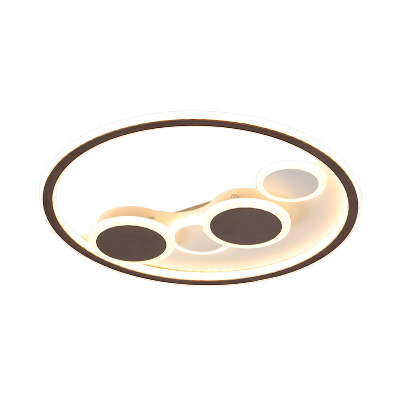 Circle Acrylic Led Flush Mount Ceiling Lamp - Modern Coffee Design With Dimmable Warm/White Light