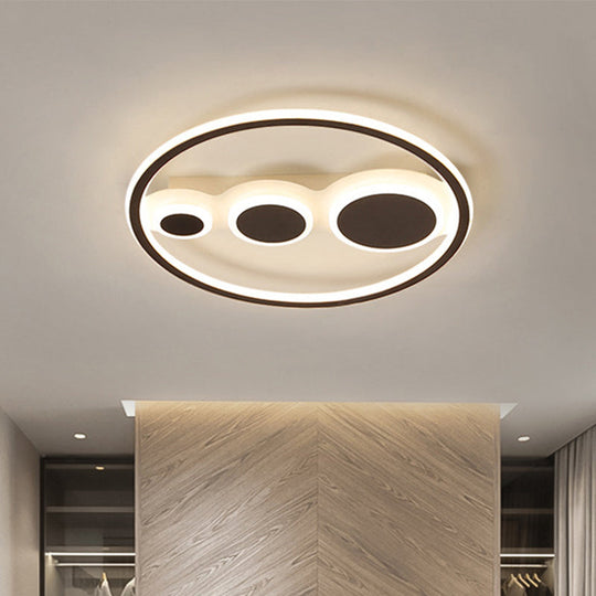 Contemporary Acrylic Led Flush Light - Coffee Round Ceiling Mounted 18.5’/23’ Wide Warm & White