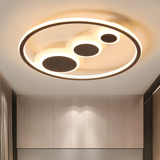 Contemporary Acrylic Led Flush Light - Coffee Round Ceiling Mounted 18.5’/23’ Wide Warm & White