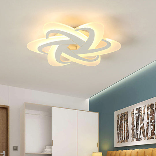 18’/23’ Wide Acrylic Criss Cross Led Ceiling Light Fixture - Flush Mount Modern White Design