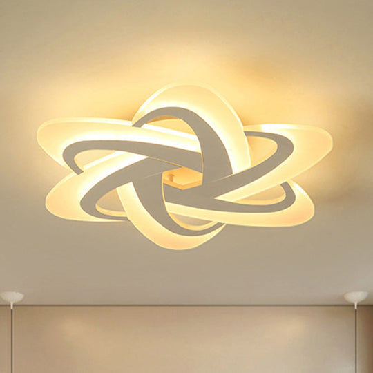 18/23 Wide Acrylic Criss Cross Led Ceiling Light Fixture - Flush Mount Modern White Design