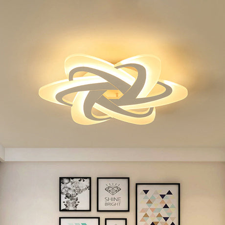 18’/23’ Wide Acrylic Criss Cross Led Ceiling Light Fixture - Flush Mount Modern White Design