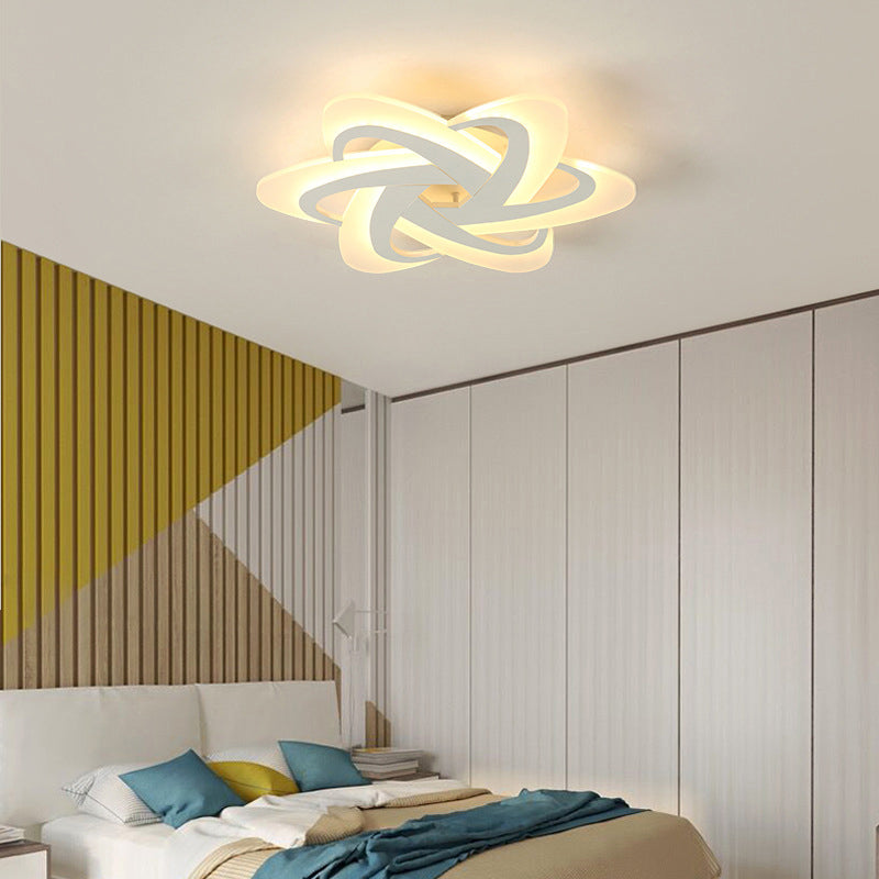 18’/23’ Wide Acrylic Criss Cross Led Ceiling Light Fixture - Flush Mount Modern White Design