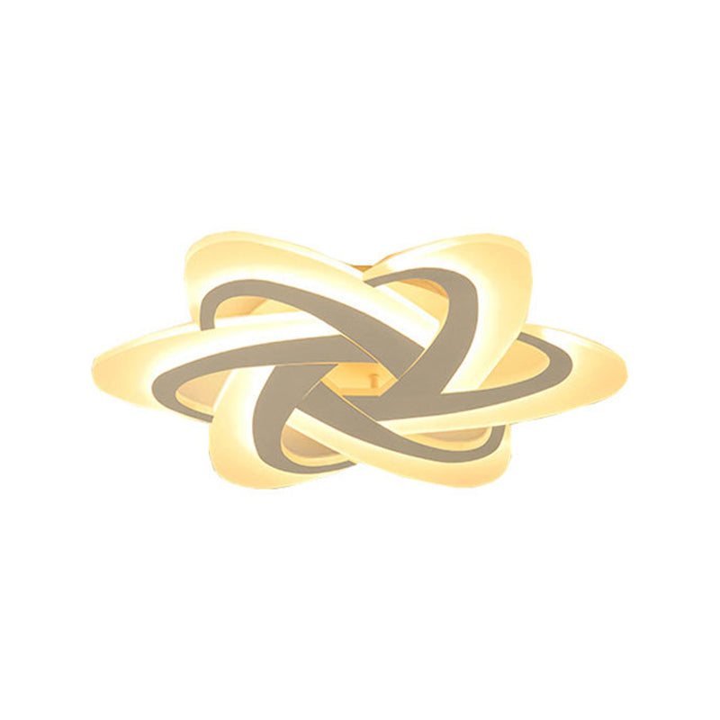 18’/23’ Wide Acrylic Criss Cross Led Ceiling Light Fixture - Flush Mount Modern White Design