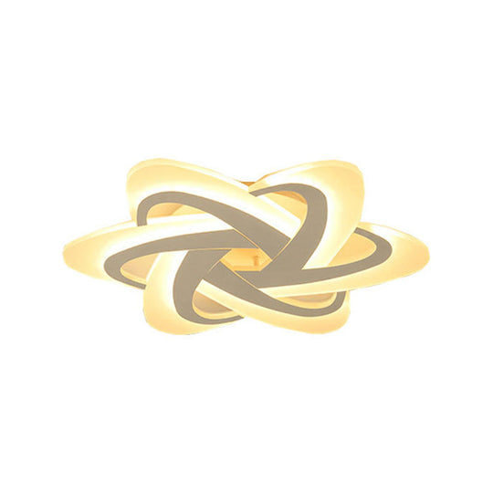 18’/23’ Wide Acrylic Criss Cross Led Ceiling Light Fixture - Flush Mount Modern White Design