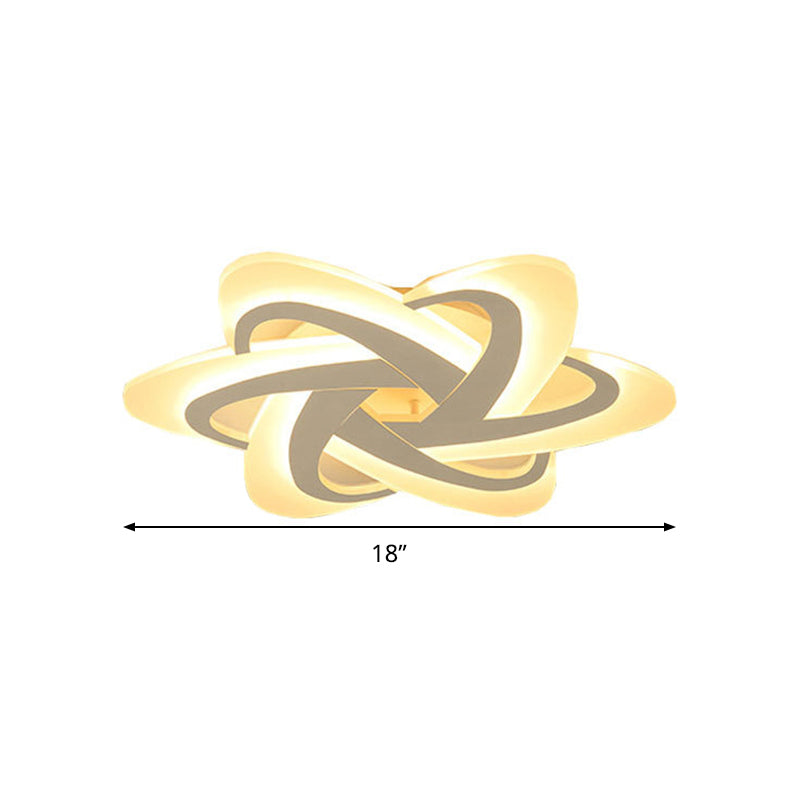 18’/23’ Wide Acrylic Criss Cross Led Ceiling Light Fixture - Flush Mount Modern White Design