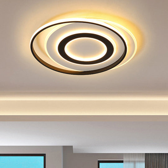 Black-White Circle Led Ceiling Light In Warm/White - Modern Acrylic Flush Fixture 18/21.5 Wide / 18