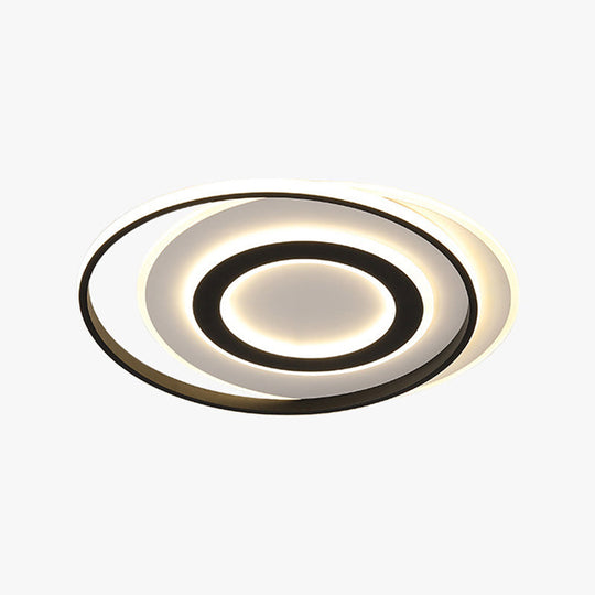 Black-White Circle Led Ceiling Light In Warm/White - Modern Acrylic Flush Fixture 18’/21.5’ Wide