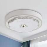 Led Crystal Shade White Floral Ceiling Lamp - Modern Stylish Flushmount Lighting