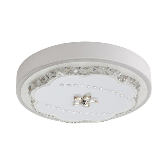 Led Crystal Shade White Floral Ceiling Lamp - Modern Stylish Flushmount Lighting
