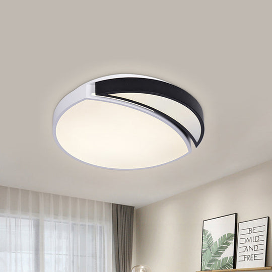 Modern Led Round Ceiling Flush Light - Acrylic Black And White Flushmount Lighting Warm 3 Color