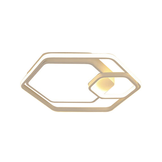 Hexagonal Ceiling Lamp - Modern Style Metallic Led 21/27 W Black And White/White Flush Light For