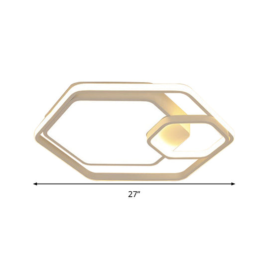 Hexagonal Ceiling Lamp - Modern Style Metallic Led 21/27 W Black And White/White Flush Light For