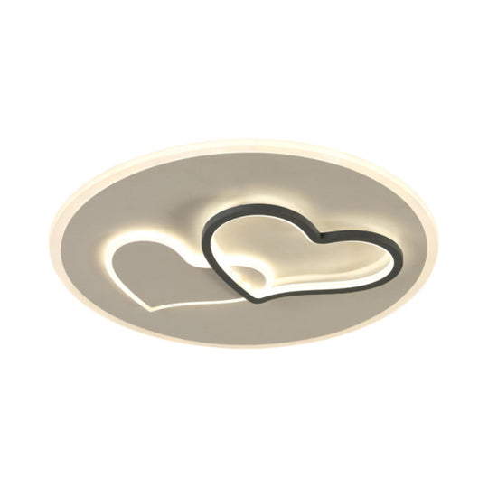 Modern Led Heart Ceiling Light - Romantic Black & White Flush Lamp In Third Gear