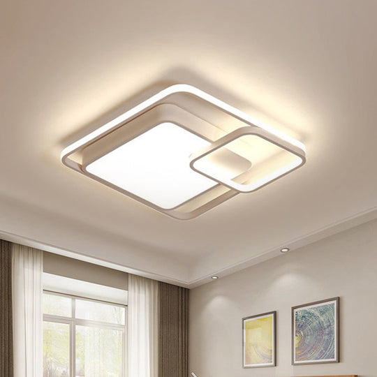 16-35.5’ W Modern White Rectangle Ceiling Light With High Penetrated Acrylic Led - Flushmount In
