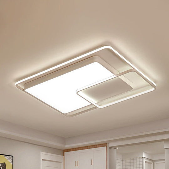 16-35.5’ W Modern White Rectangle Ceiling Light With High Penetrated Acrylic Led - Flushmount In