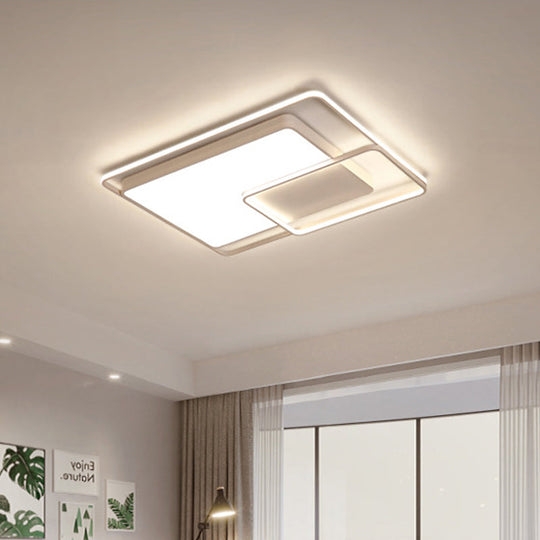 16-35.5’ W Modern White Rectangle Ceiling Light With High Penetrated Acrylic Led - Flushmount In
