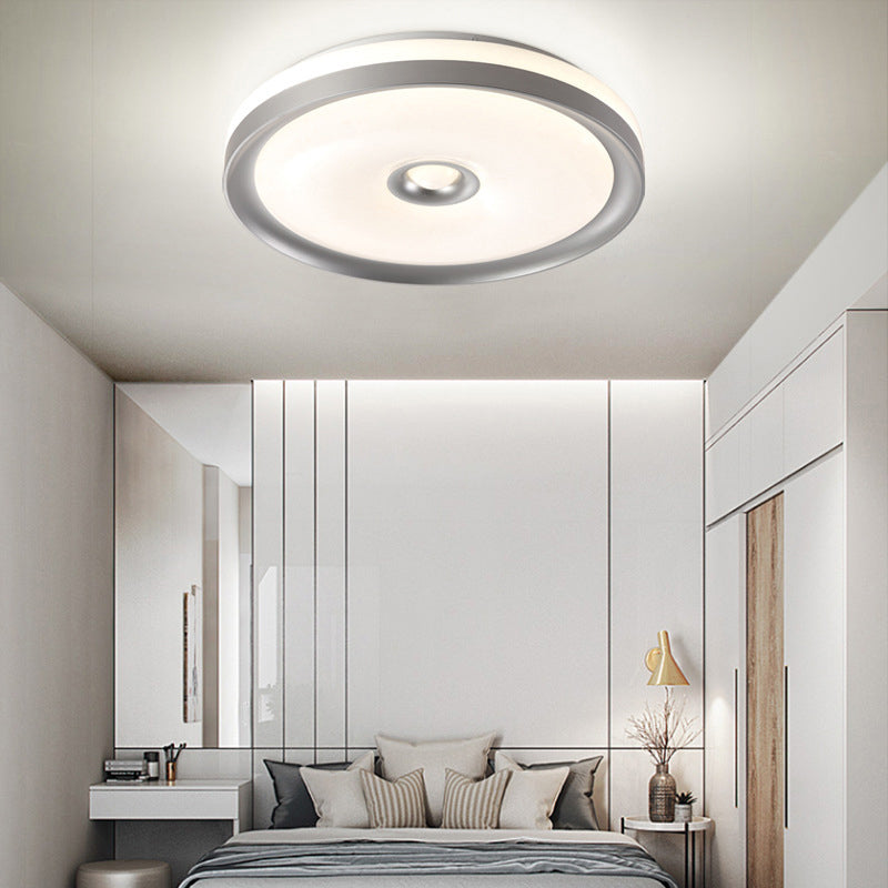 Macaron Flush Mount Led Ceiling Lamp - Grey/Pink/Brown Round Design With High Penetrated Acrylic