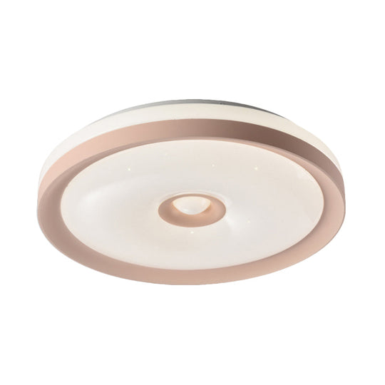 Macaron Flush Mount Led Ceiling Lamp - Grey/Pink/Brown Round Design With High Penetrated Acrylic