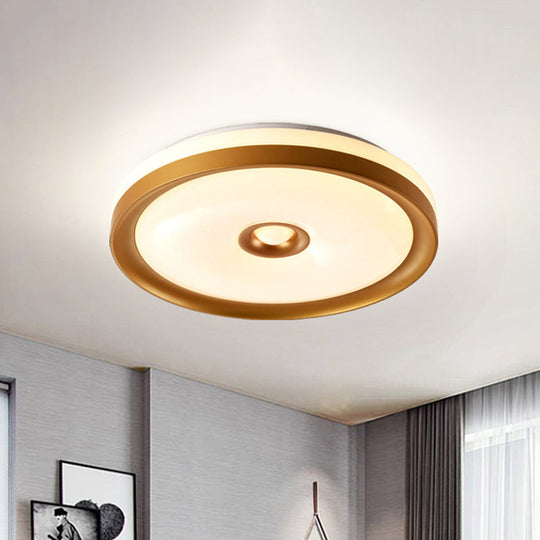 Macaron Flush Mount Led Ceiling Lamp - Grey/Pink/Brown Round Design With High Penetrated Acrylic