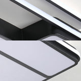 Square Metal Flush Led Black Ceiling Light - Remote Controlled Stepless Dimming 16/19.5 Width