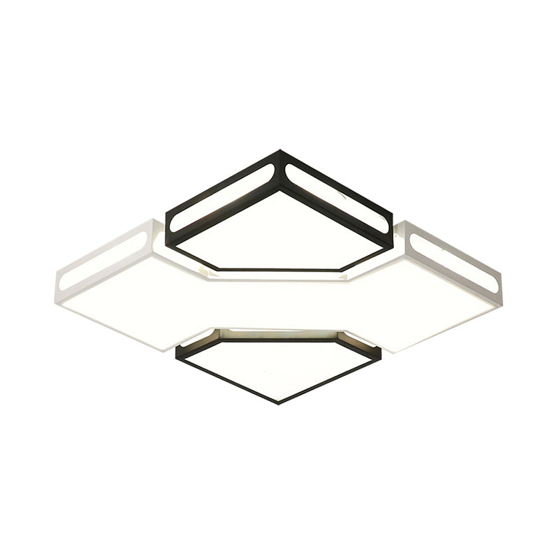 Modern Led Square Flush Lamp With Acrylic Ceiling Light Fixture - Black And White Design White/3