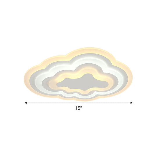 15’/18’/23.5’ W Acrylic Cloud Flush Mount Led Light Fixture In Warm/White - Minimalist Indoor