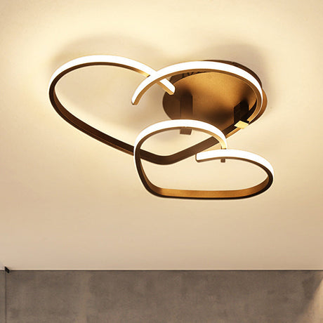 Modern Coffee Heart Frame Led Iron Flush Light Fixture With Stepless Dimming 21.5/25.5 Wide