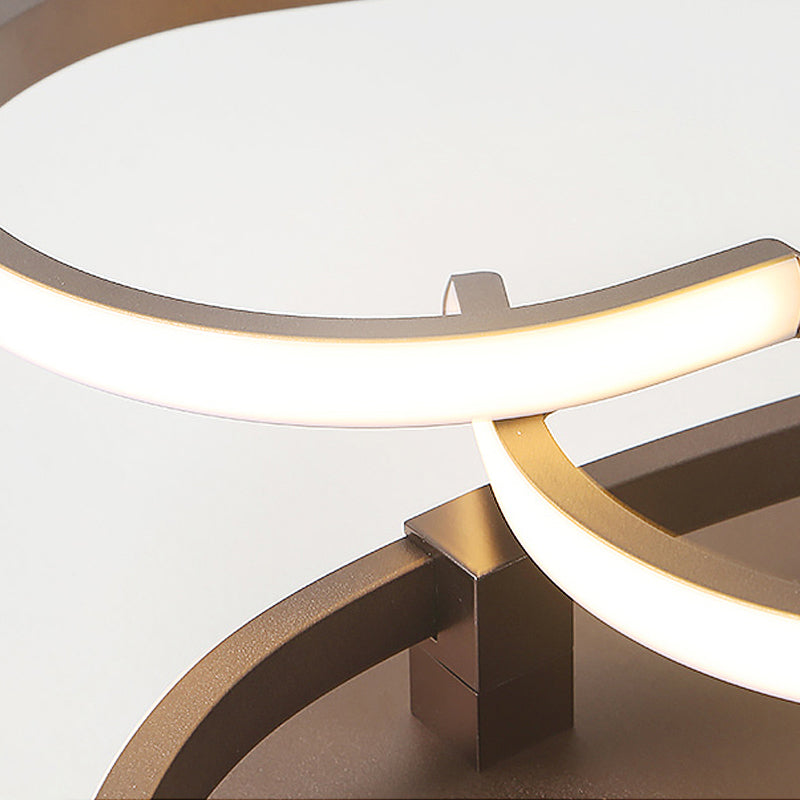 Modern Coffee Heart Frame Led Iron Flush Light Fixture With Stepless Dimming – 21.5’/25.5’