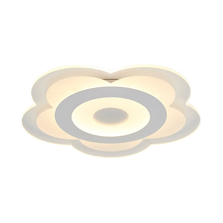 Simple 5-Petal Led Flush Lamp - Super Thin Opaque Acrylic Ceiling 16/19.5 W Warm/White Light