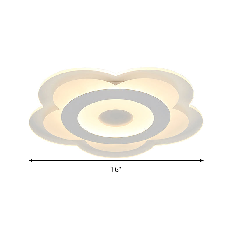 Simple 5 - Petal Led Flush Lamp - Super Thin Opaque Acrylic Ceiling 16’/19.5’ W Warm/White Light