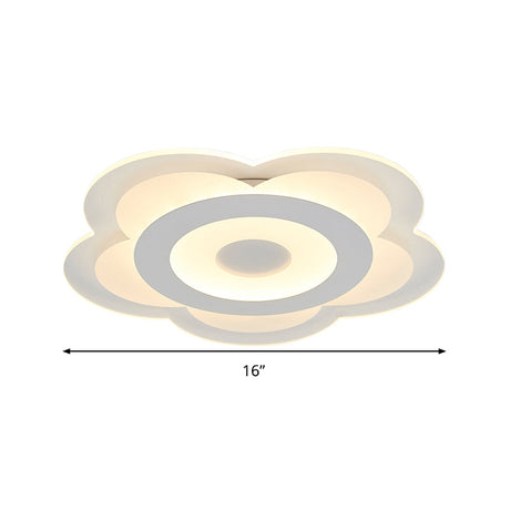 Simple 5-Petal Led Flush Lamp - Super Thin Opaque Acrylic Ceiling 16/19.5 W Warm/White Light