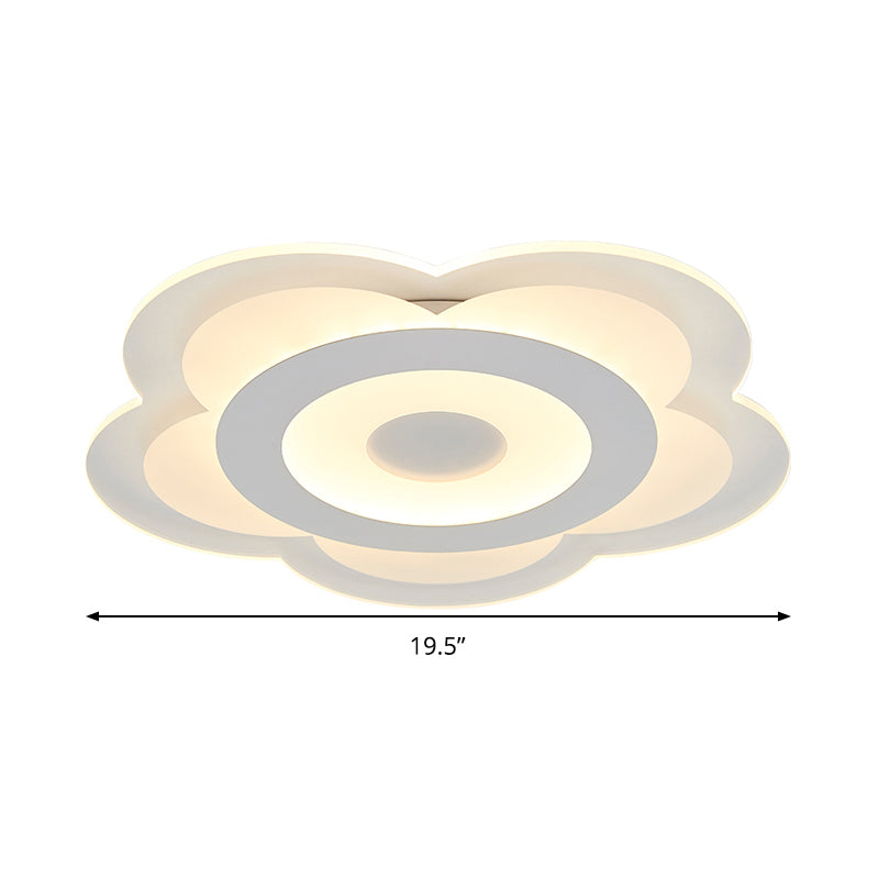 Simple 5-Petal Led Flush Lamp - Super Thin Opaque Acrylic Ceiling 16/19.5 W Warm/White Light