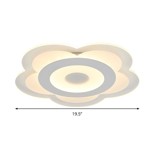 Simple 5 - Petal Led Flush Lamp - Super Thin Opaque Acrylic Ceiling 16’/19.5’ W Warm/White Light