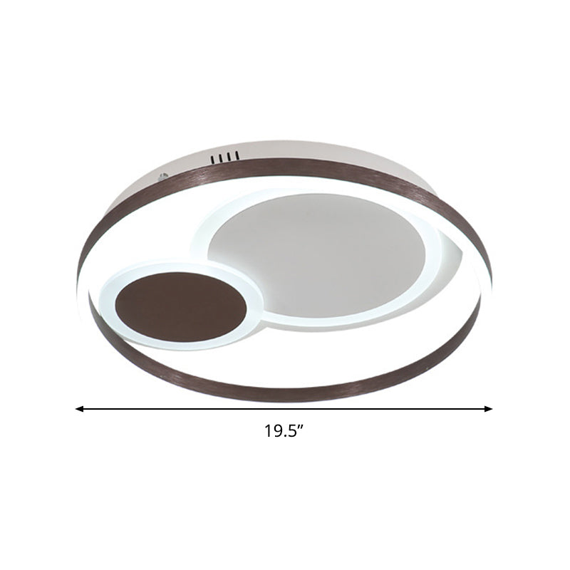 16/19.5 Dia Metal Orbit Ceiling Flush Light With Stepless Dimming - Modern Coffee Led Flushmount