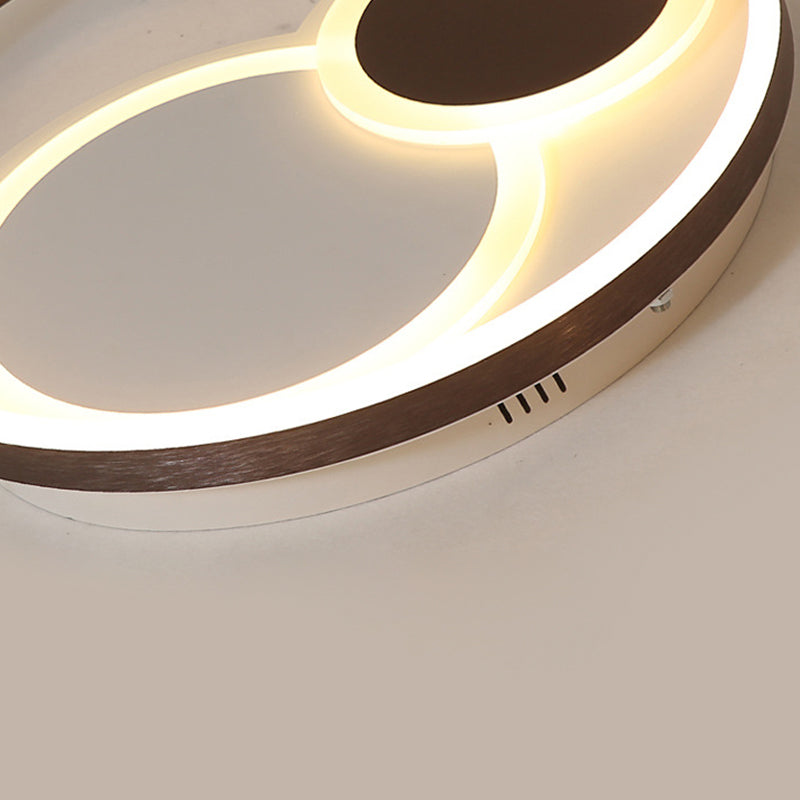 16’/19.5’ Dia Metal Orbit Ceiling Flush Light With Stepless Dimming - Modern Coffee Led