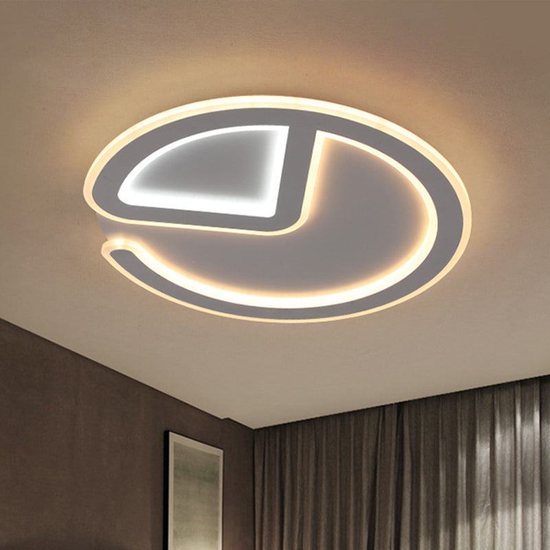 Minimal Flush Mount Led Ceiling Light Fixture - 16’/19.5’ Dia Thin Acrylic Grey Warm/White /