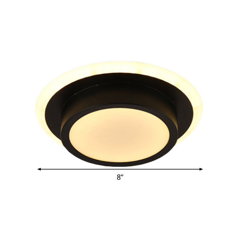 Contemporary Mini Round/Square Flush Mount Ceiling Light In Black/White With Metal Finish - Led
