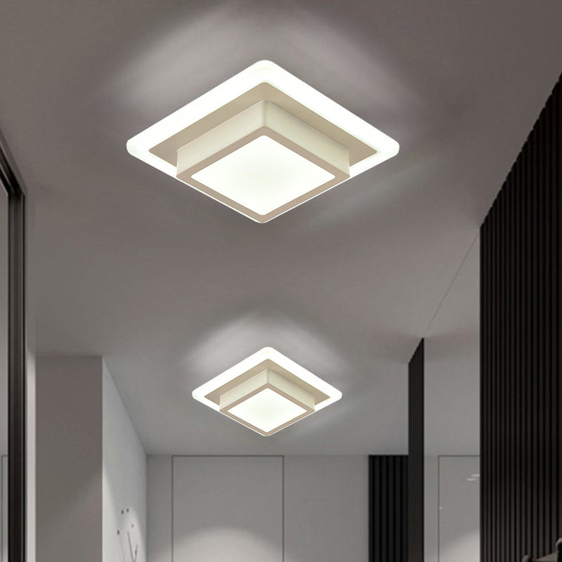 Contemporary Mini Round/Square Flush Mount Ceiling Light In Black/White With Metal Finish - Led