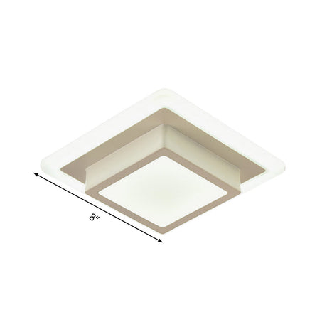 Contemporary Mini Round/Square Flush Mount Ceiling Light In Black/White With Metal Finish - Led