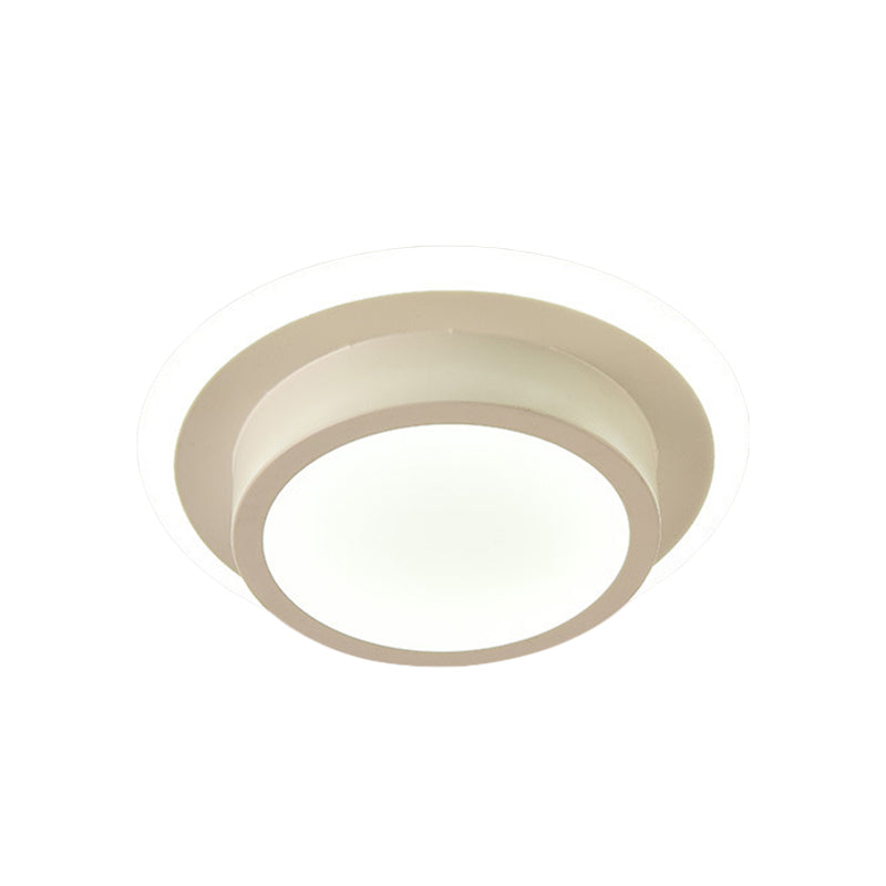 Contemporary Mini Round/Square Flush Mount Ceiling Light In Black/White With Metal Finish - Led