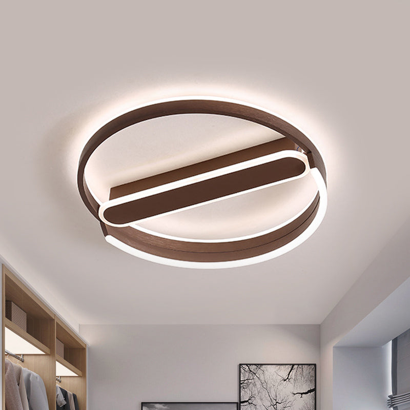 16/19.5 Flush Mount Coffee Halo Ring Led Ceiling Light In Warm/White With Stepless Dimming & Remote