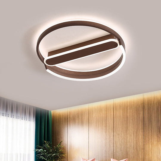 16/19.5 Flush Mount Coffee Halo Ring Led Ceiling Light In Warm/White With Stepless Dimming & Remote