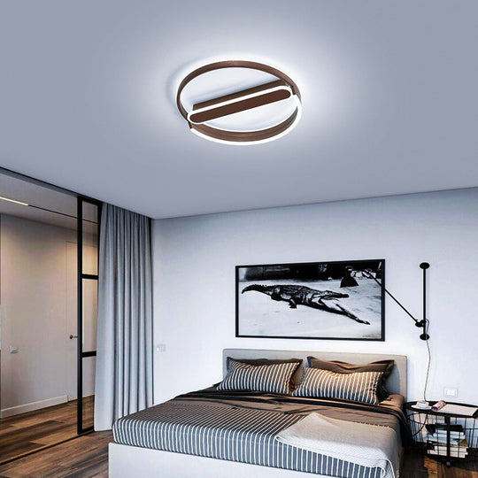 16/19.5 Flush Mount Coffee Halo Ring Led Ceiling Light In Warm/White With Stepless Dimming & Remote