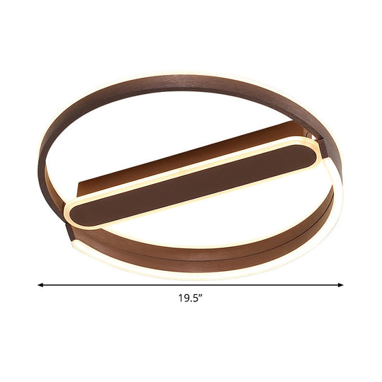 16/19.5 Flush Mount Coffee Halo Ring Led Ceiling Light In Warm/White With Stepless Dimming & Remote