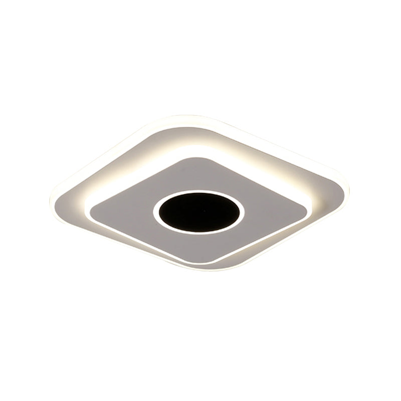 Led Mini Flush Ceiling Light - Modernist Black And White Lamp With Acrylic Shade In Warm/White